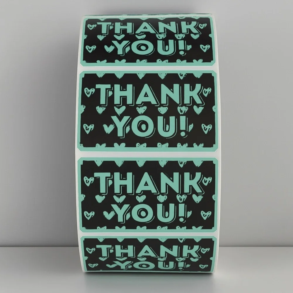Thank You Stickers with Hearts – Cute Packaging Labels for Small Business Orders